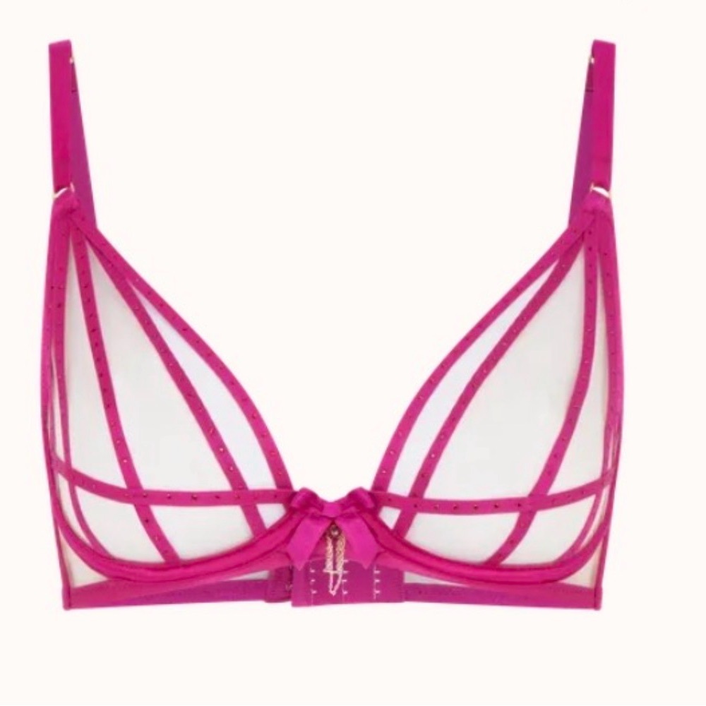 Agent Provocateur Strappy Sheer Underwire Bra in Fuchsia Pink
